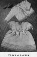 vintage baby knitting pattern forfrock and jacket with fiair isle trim 1950s
